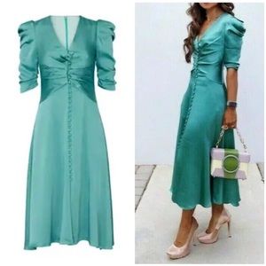 JONATHAN SIMKHAI Ruched Sateen Midi Dress NWT